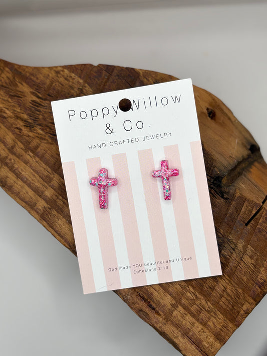 Confetti Cross Earrings